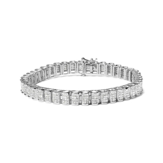 14K Gold 5.00 Cttw Square Princess Cut White Diamond Rectangular Invisible Set Link Tennis Bracelet (H-I Color, SI2-I1 Clarity) - 7.25” Inches by Anti Spier