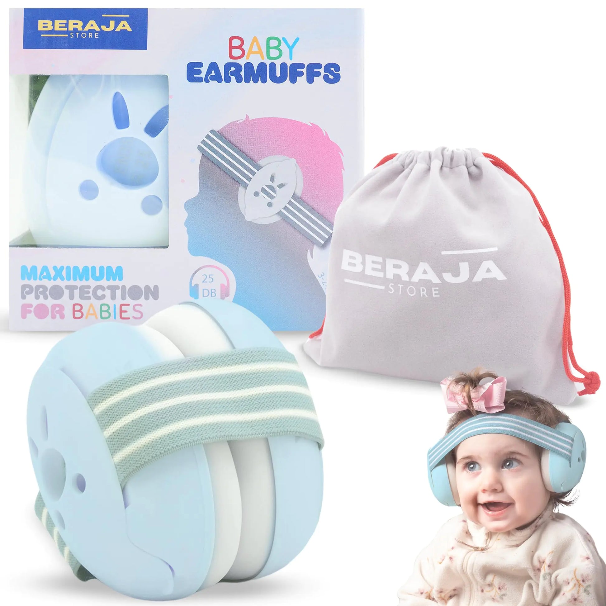 Beraja Store Baby Ear Muffs Noise Protection- Baby Ear Muffs Noise Protection - Baby Noise Cancelling Headphones - Baby Ear Protection (Blue) by Anti Spier