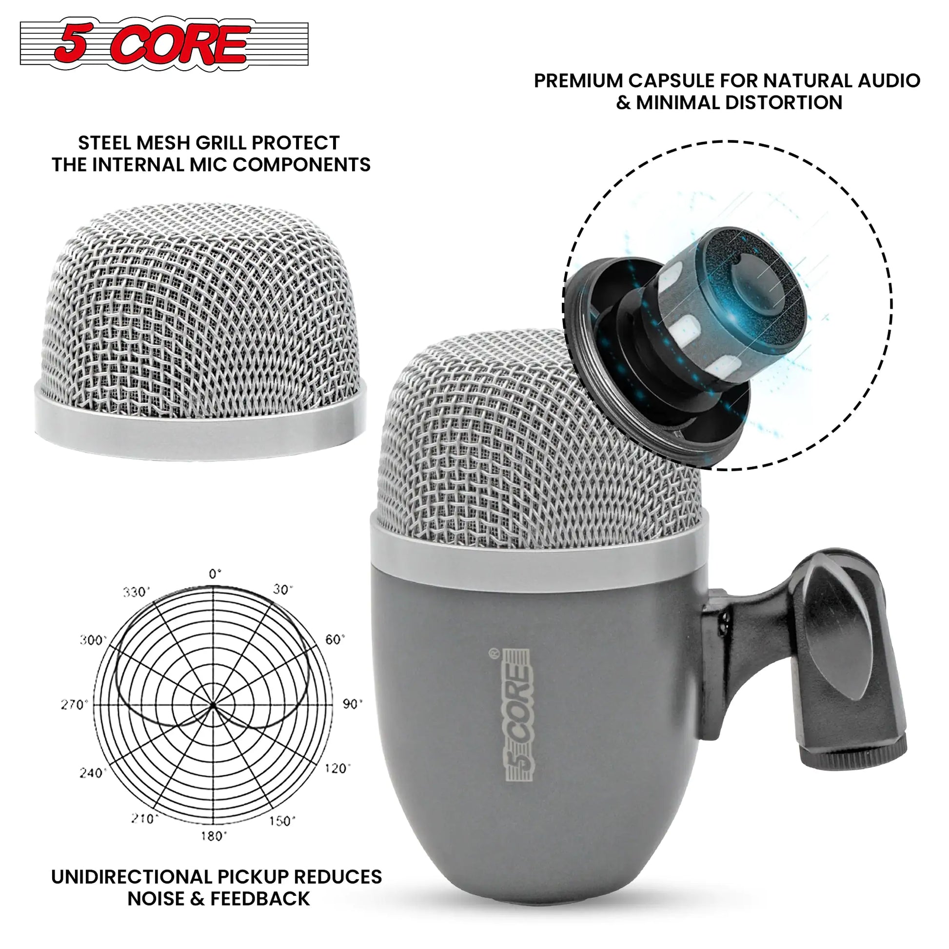 5Core Tabla Microphone Set Uni-Directional XLR Kick Snare Bayan Dayan Instrument Mic by Anti Spier