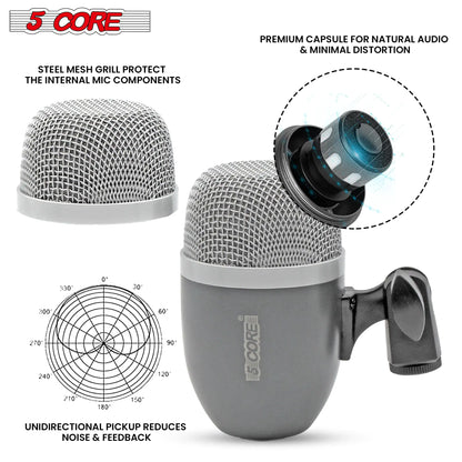 5Core Tabla Microphone Set Uni-Directional XLR Kick Snare Bayan Dayan Instrument Mic by Anti Spier