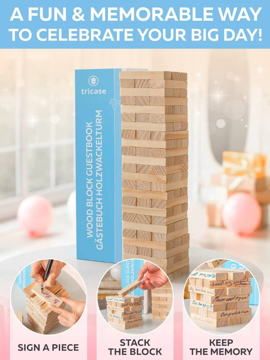 Wedding Guest Book Alternative 75 pcs Wooden Block Guest Book for Sign by Anti Spier