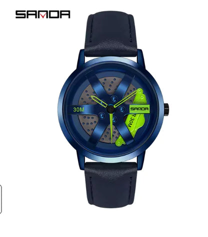 Men's 3D Car Wheel Sports Watch - Waterproof Quartz by Anti Spier