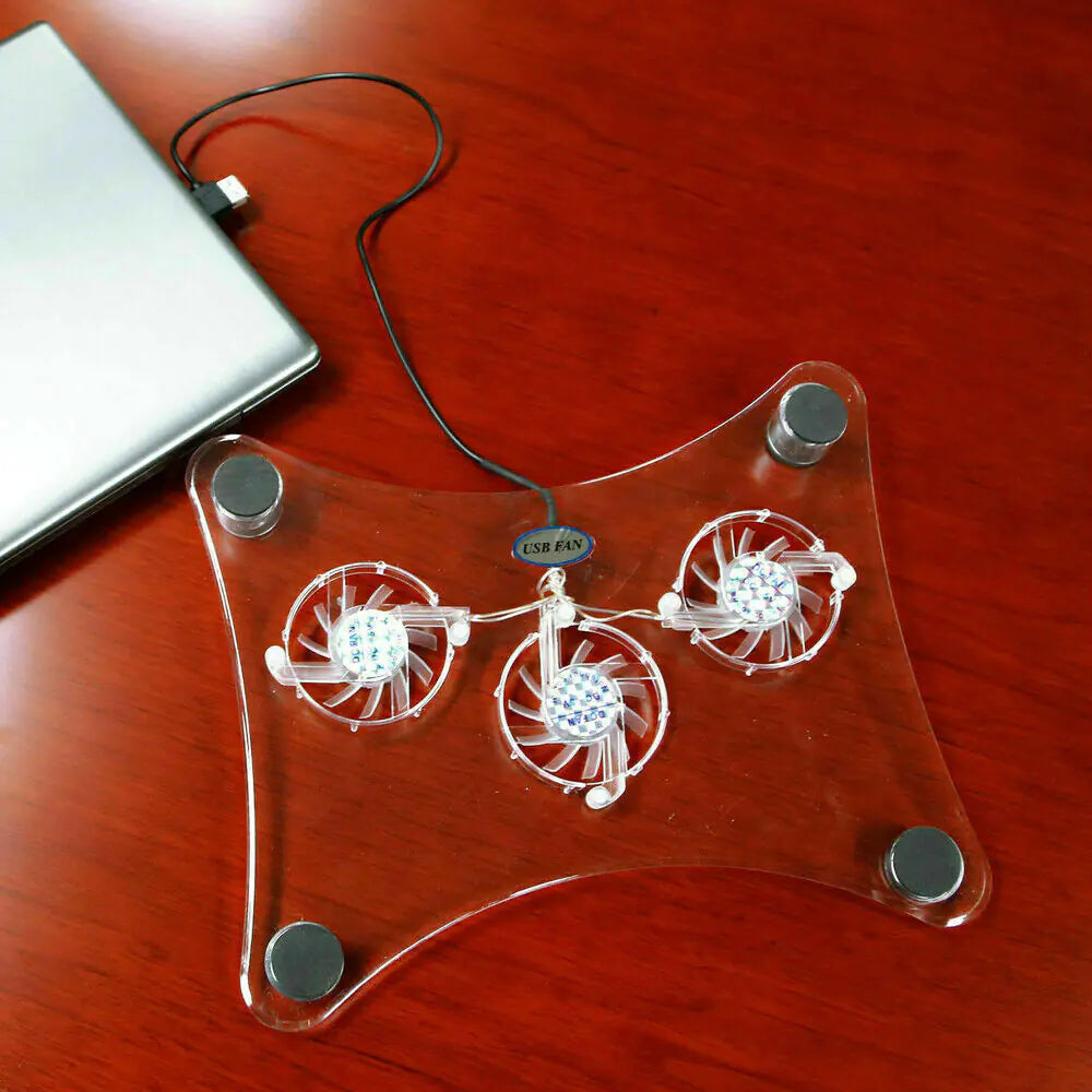 3 Fans USB Cooler Cooling Pad Stand LED Light Radiator For Laptop PC Notebook by Anti Spier