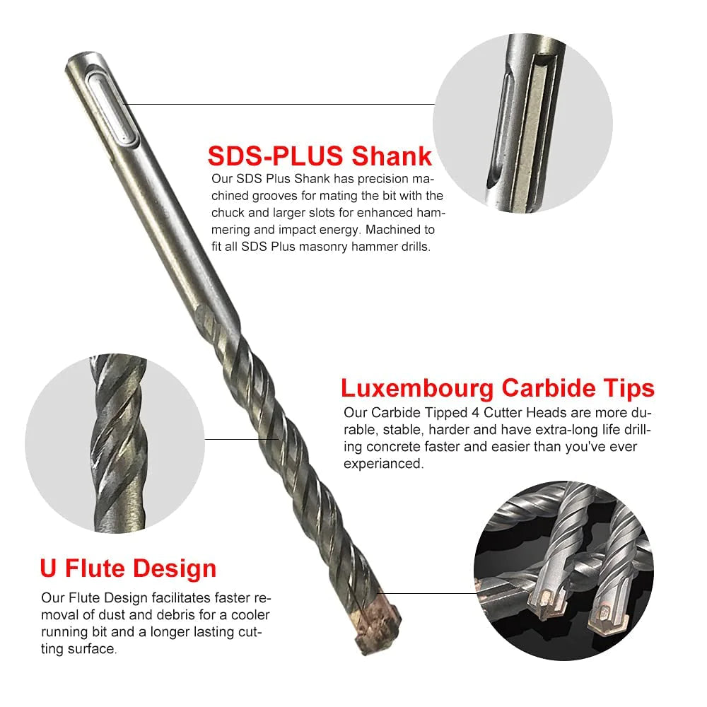 8PCS SDS Plus Drill Bit Set 4 Cutter Carbide Tip Rotary Hammer Concrete Masonry by Anti Spier