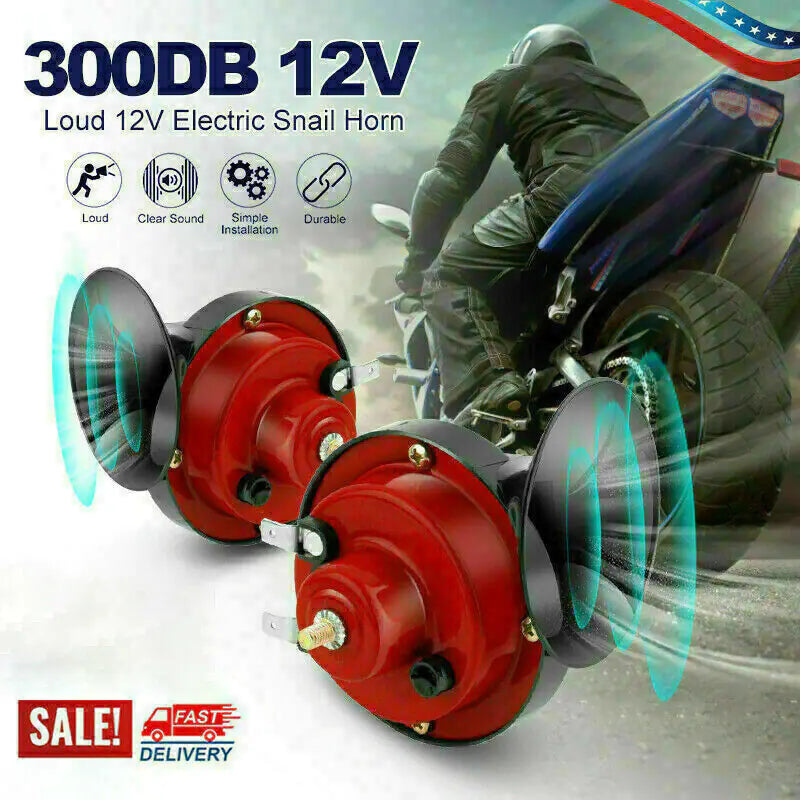 2PC 12V 300DB Super Loud Train Air Horn Waterproof Motorcycle Car Truck SUV Boat by Anti Spier