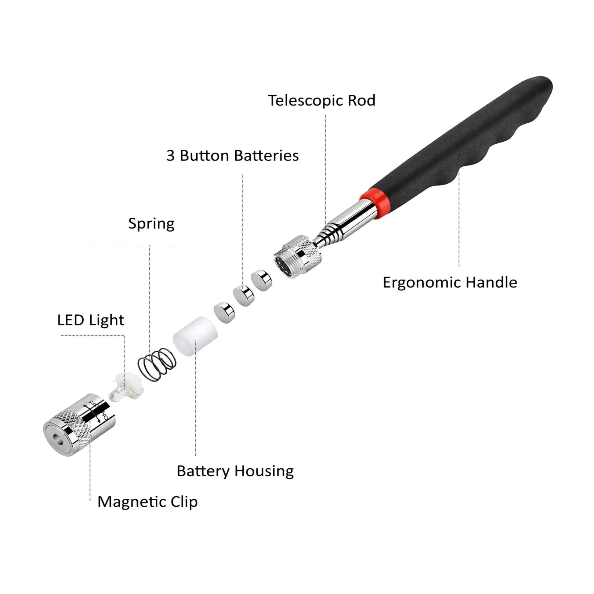 Magnetic Pick Up Tool with LED Light (2-Pack) by Anti Spier
