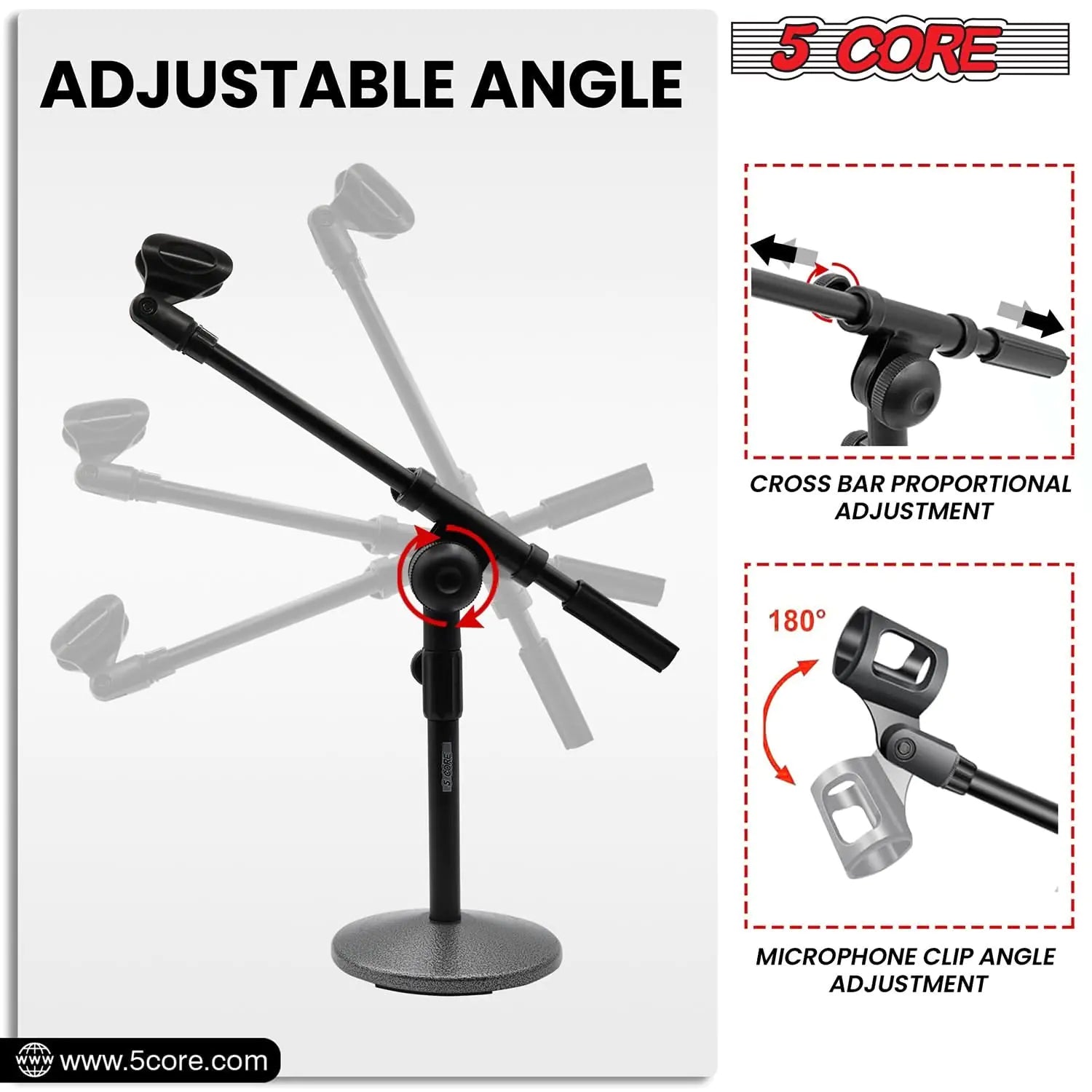 5Core Round Base Desktop Mic Stand Universal Desk Microphone Holder Table Top Stands BLACK by Anti Spier