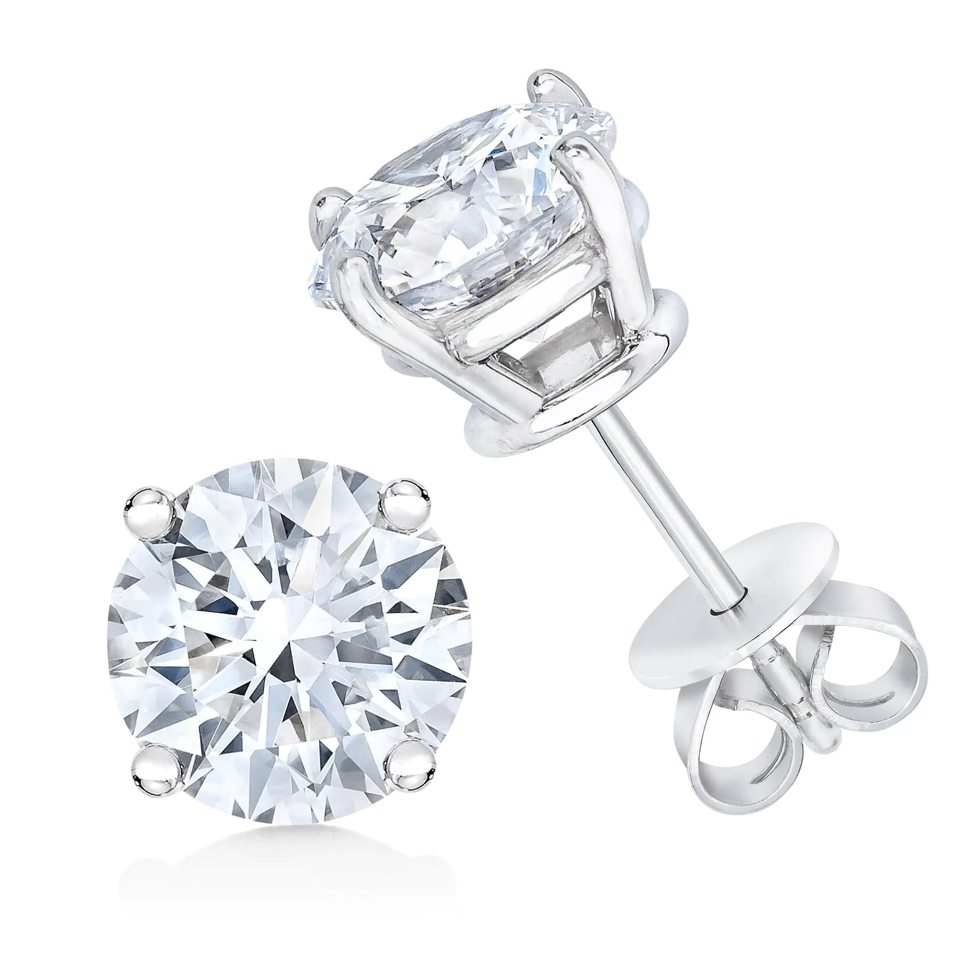 14K White Gold 1/2 Cttw 4-Prong Set Brilliant Round-Cut Solitaire Lab Grown Diamond Push Back Stud Earrings (F-G Color, VS2-SI1 Clarity) by Anti Spier