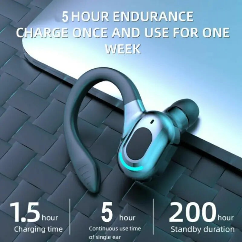 New Bluetooth 5.1 Headset Wireless Earbuds Earphones Stereo Headphones Ear Hook by Anti Spier