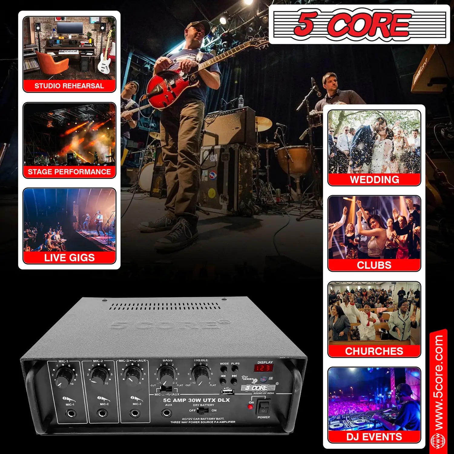 5Core Amplifier Home Audio Stereo Receiver PA Speaker Microphone Surround Sound Amp by Anti Spier