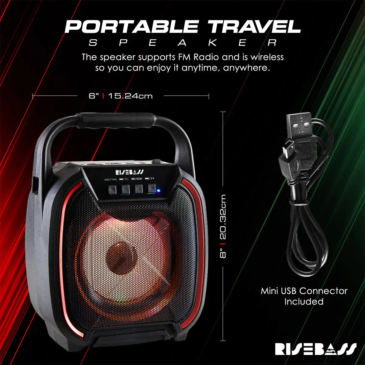 8" 600 watt Speaker - Portable Wireless Bluetooth Speaker with TWS Function by Anti Spier