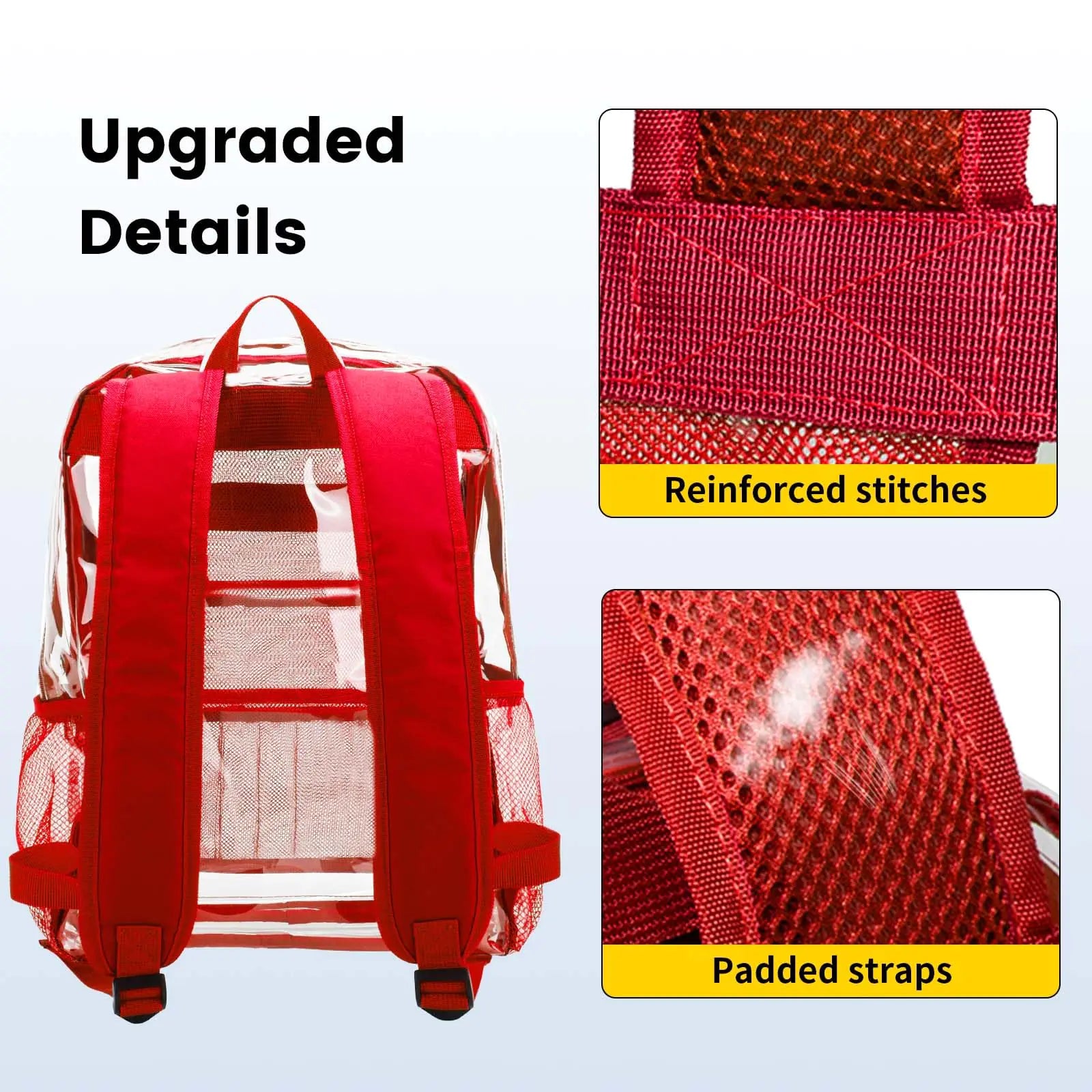 Vorspack Clear Backpack Heavy Duty - PVC Transparent Backpack Large Clear Book Bag for College Work Red by Anti Spier