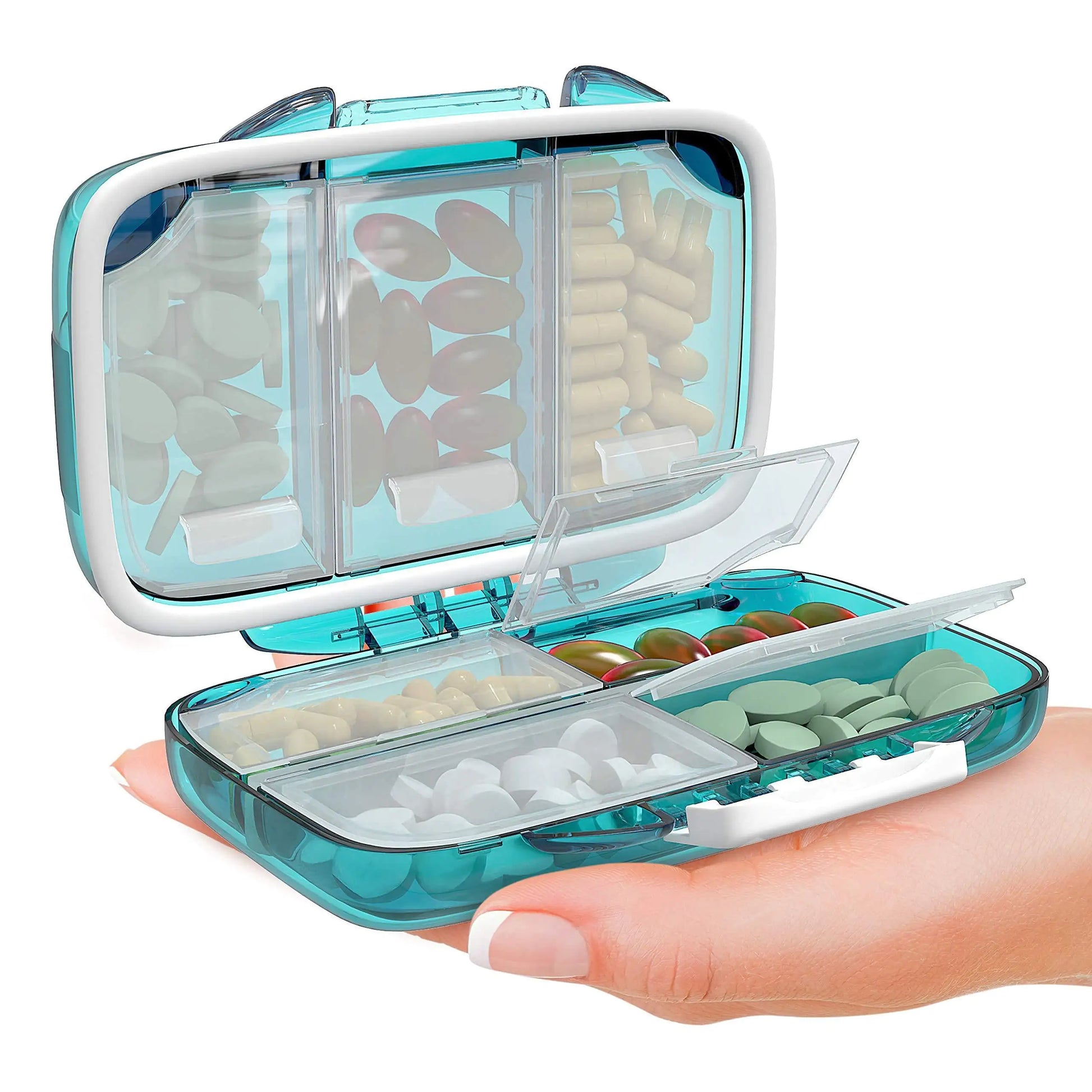 Travel Pill Organizer Moisture Proof Pill Box Daily Medicine 7 Compartments by Anti Spier