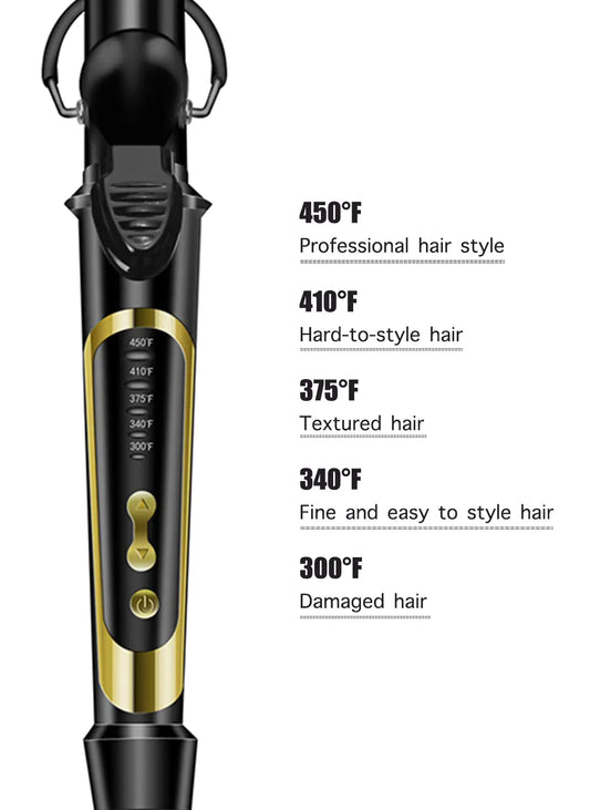 Lanvier 1 Inch Extra Long Hair Curling Iron with Ceramic Tourmaline Barrel, Professional Hair Curler up to 450°F with Dual Voltage for Worldwild Use, Hair Waving Style Tool for Girls&Women–Black Black by Anti Spier